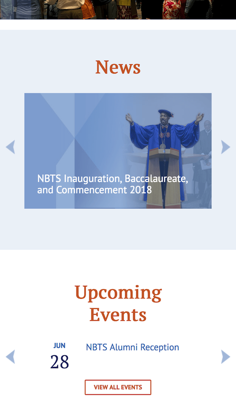 New Brunswick Theological Seminary homepage news & events sliders