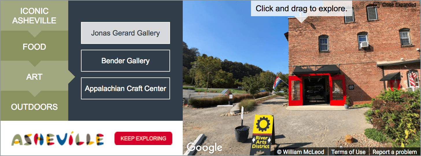 asheville banner ad expanded to show map