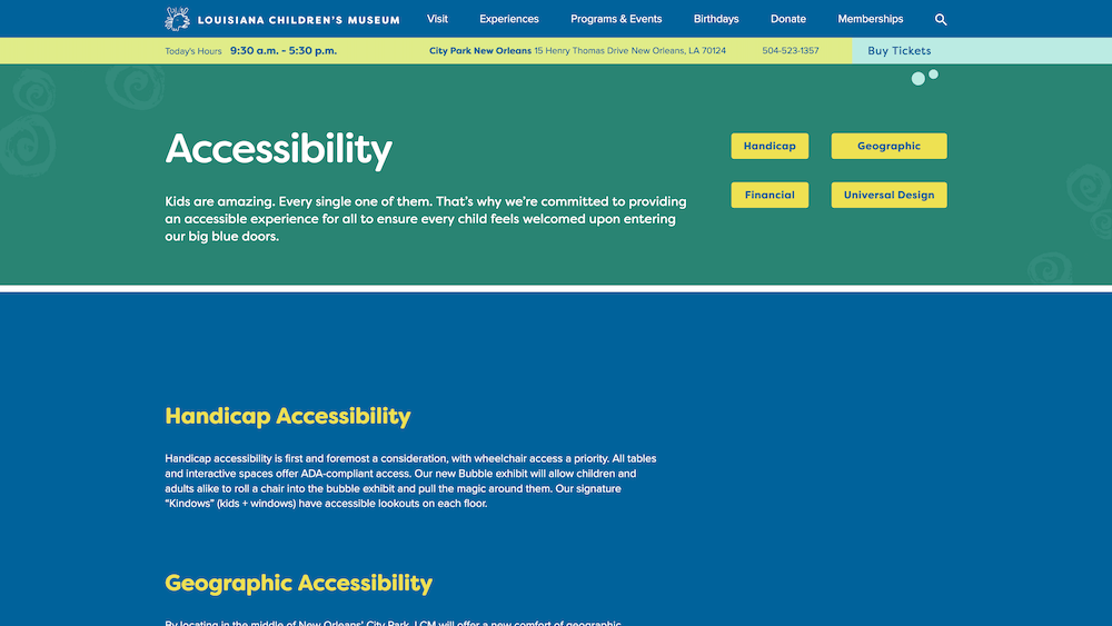 Screenshot of LCM accessibility web page