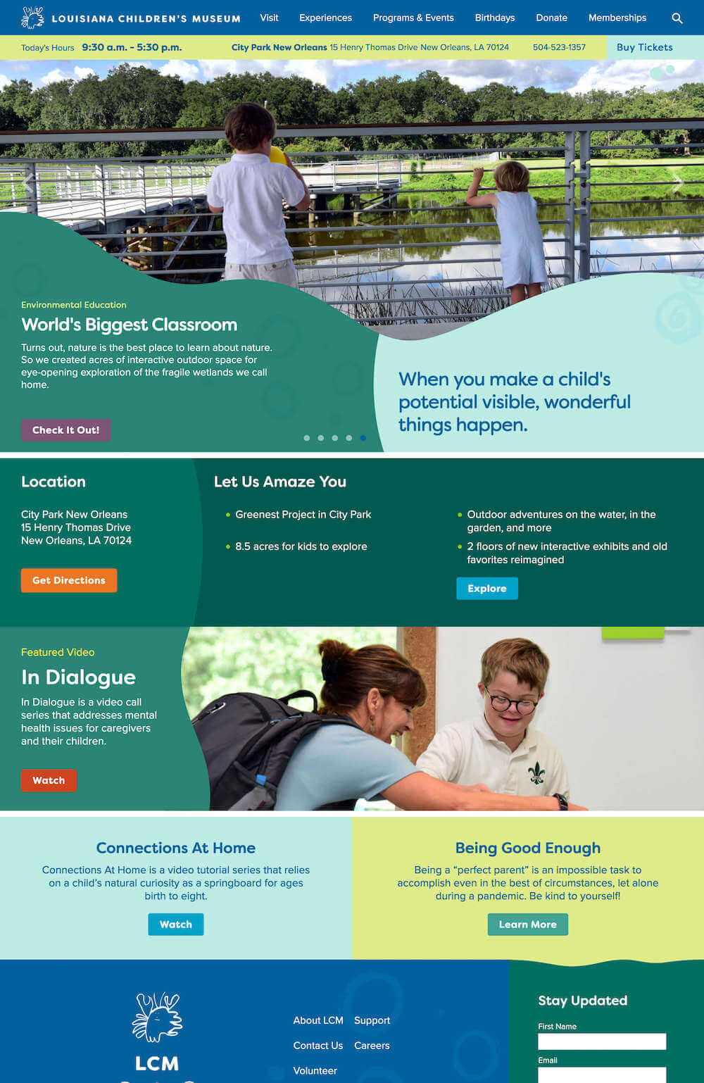 Screenshot of curves and organic shapes on LCM homepage