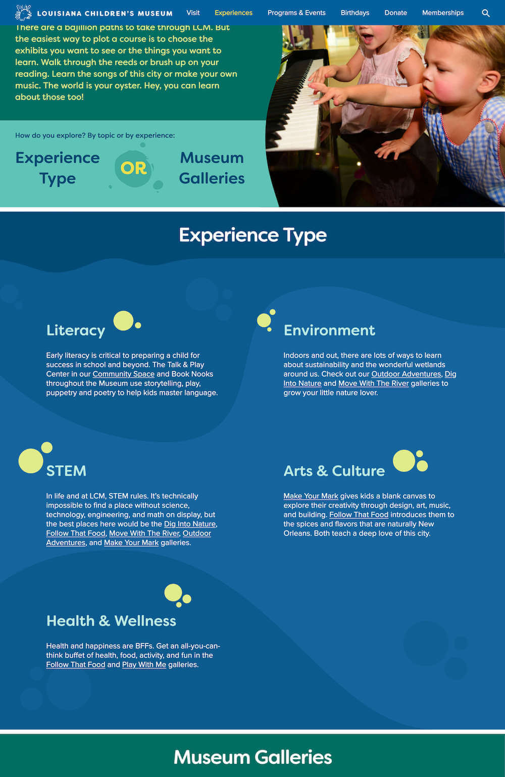 Screenshot of curves and organic shapes on LCM experiences page
