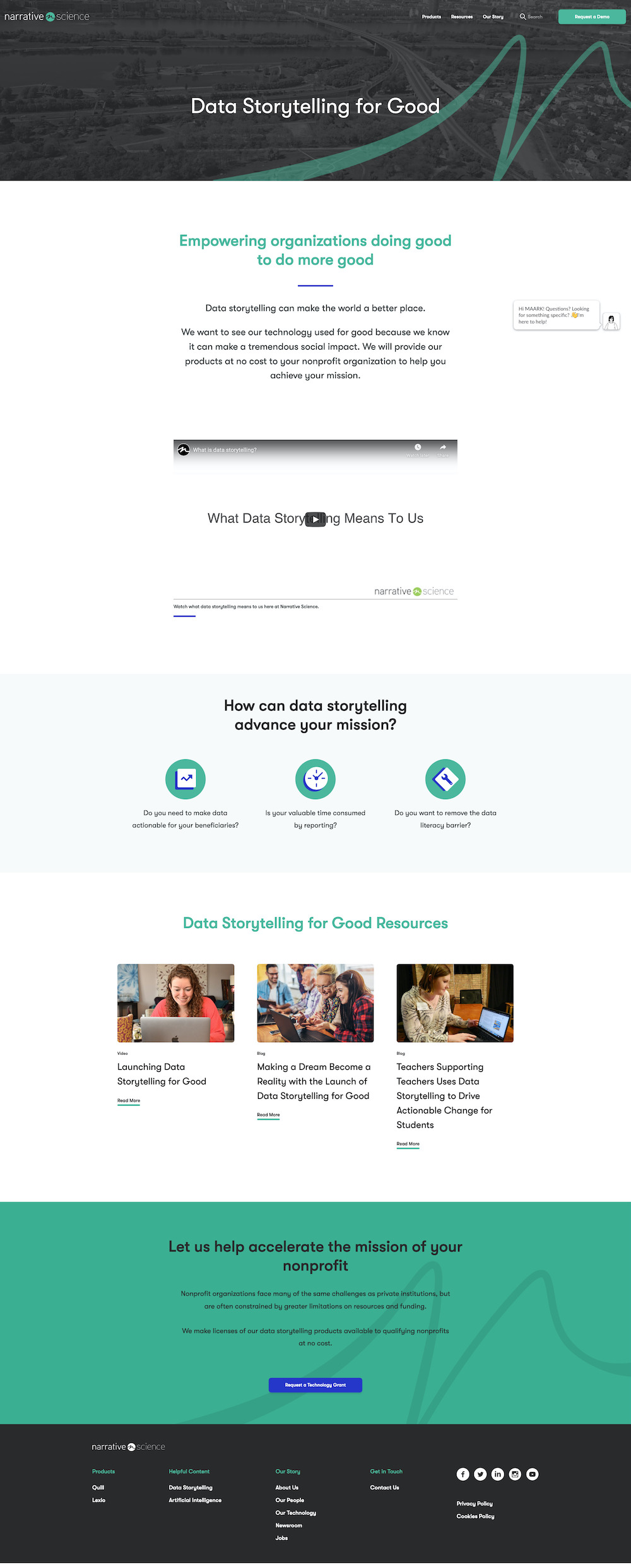Screenshot of narrative science brand template